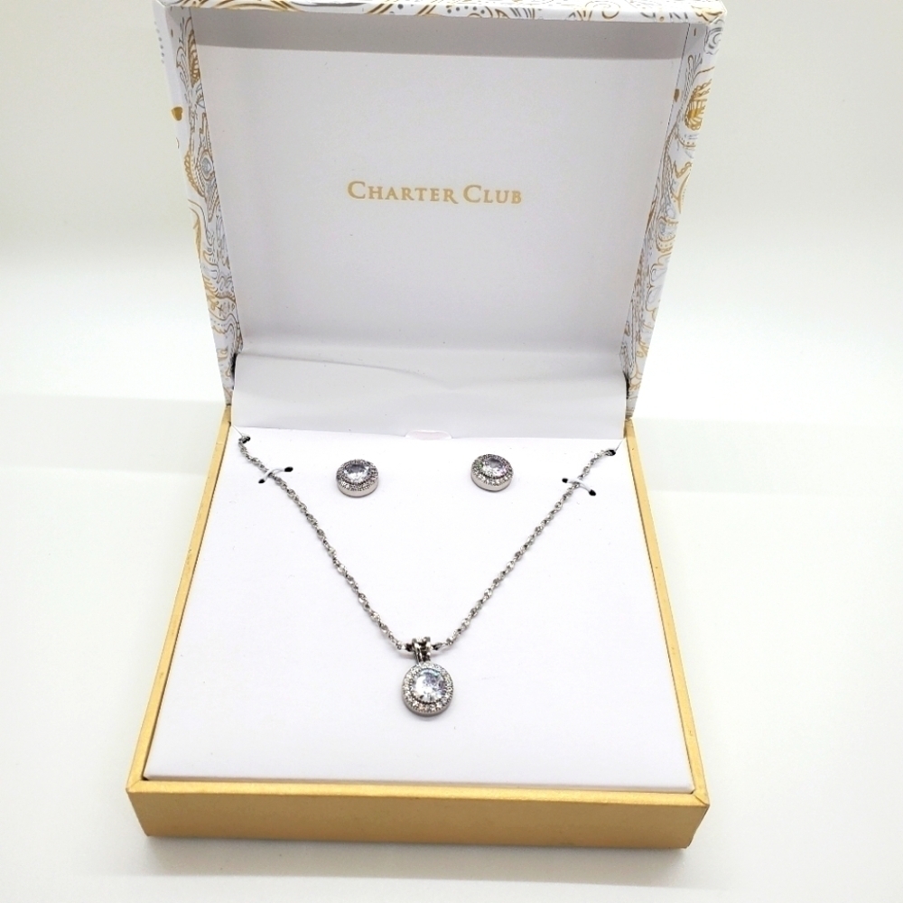 Charter Club Rhinestone Necklace and Earrings Never Wore!